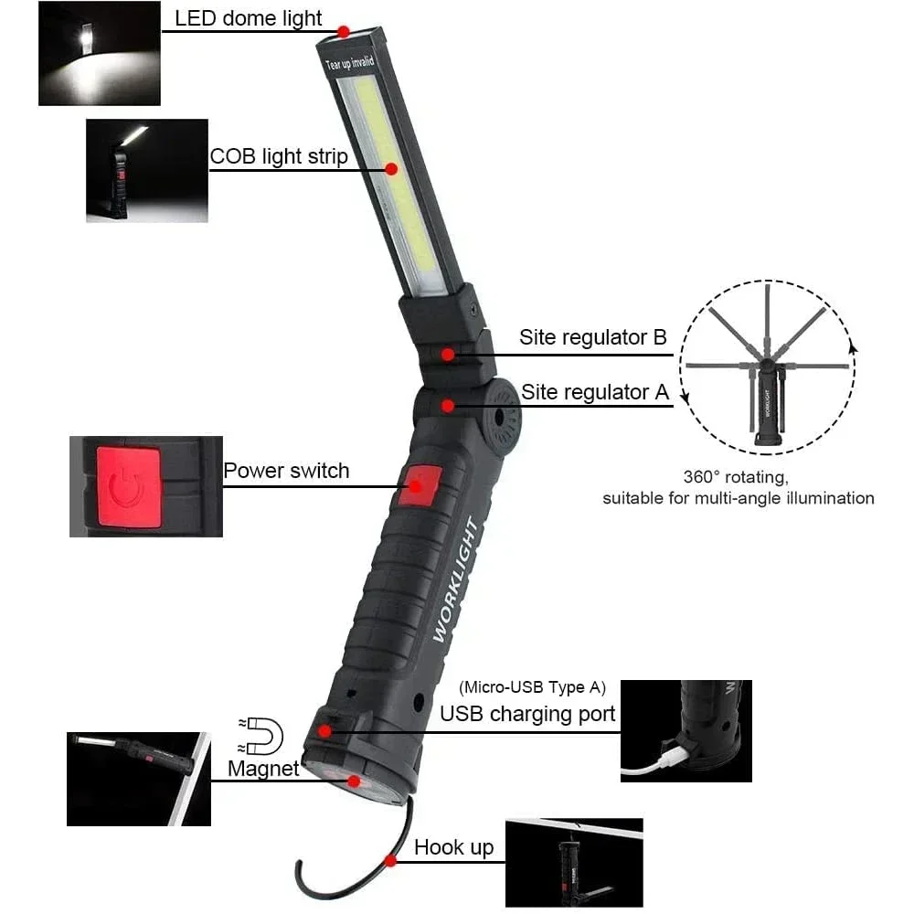 휴대용 COB LED 작업 조명 USB 충전식 LED  - Renewable Energy Sources 리뷰 및 가격