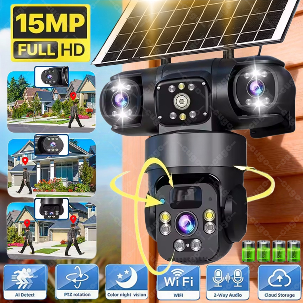 V380 3화면 3렌즈 WIFI 카메라 태양광 PIR  - Jinko Solar Panel Cheetah 리뷰 및 가격