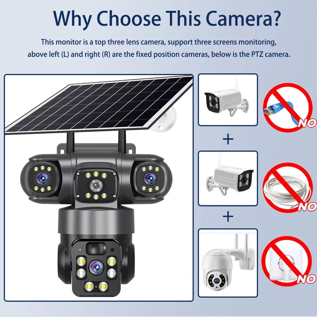 V380 3화면 3렌즈 WIFI 카메라 태양광 PIR  - Jinko Solar Panel Cheetah 리뷰 및 가격